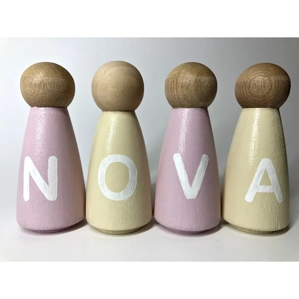 10pcs 3 1/2” Wooden Female Angel Bride Peg Doll DIY Craft Wedding Cake Topper